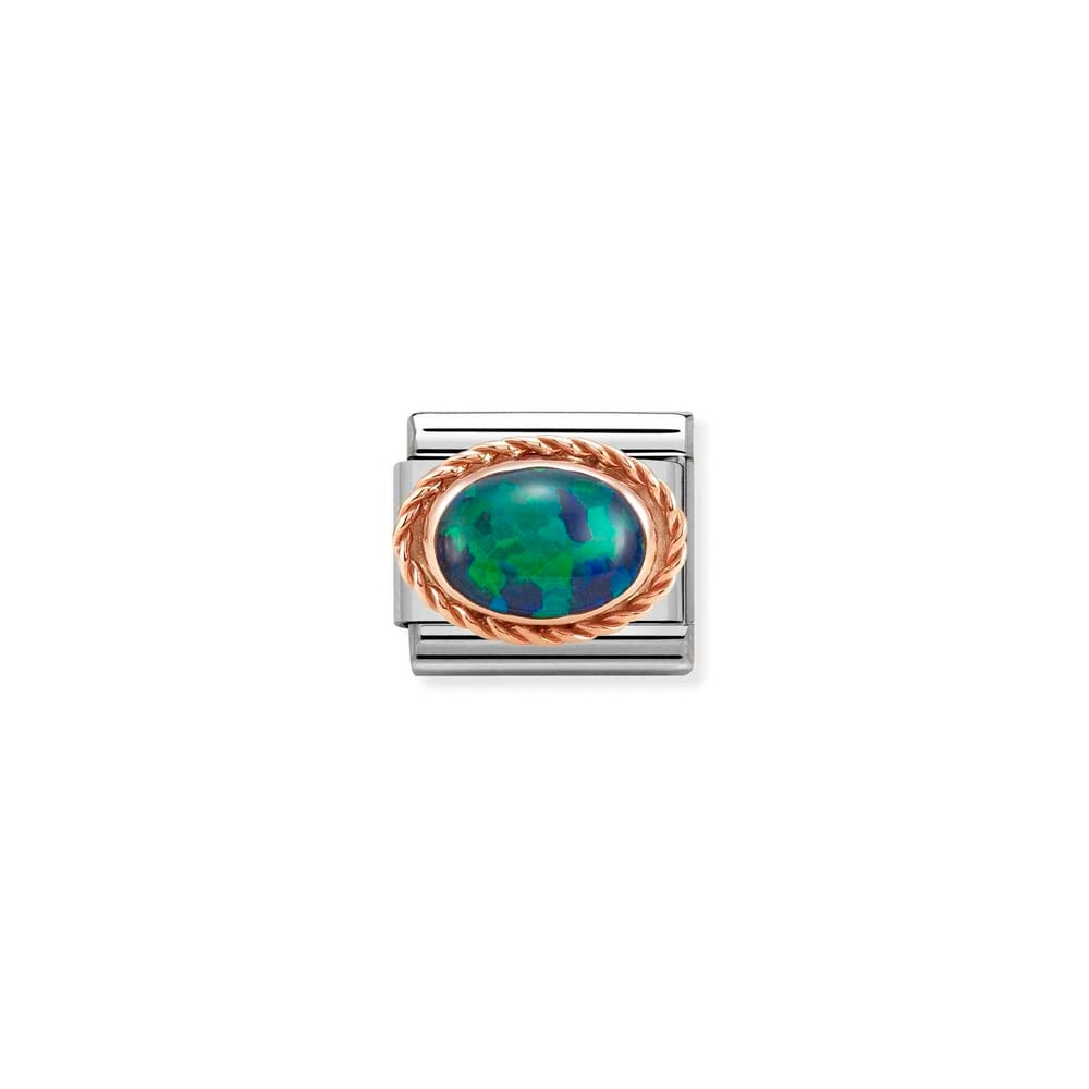 Composable Classic Link Yeşil Opal Taşlı Burgu Çerçeve 9 Ayar Rose Gold
