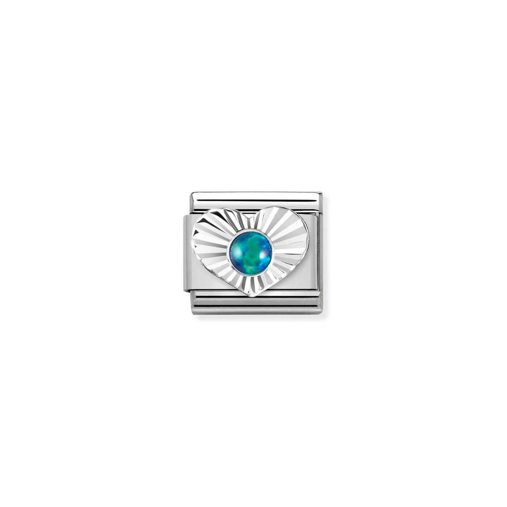 Composable Classic Link Yeşil Opal Taşlı Kalp 925 Ayar Gümüş