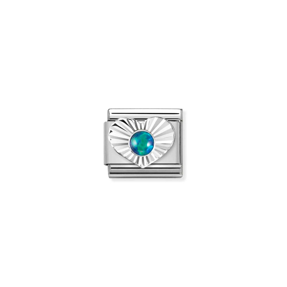 Composable Classic Link Yeşil Opal Taşlı Kalp 925 Ayar Gümüş
