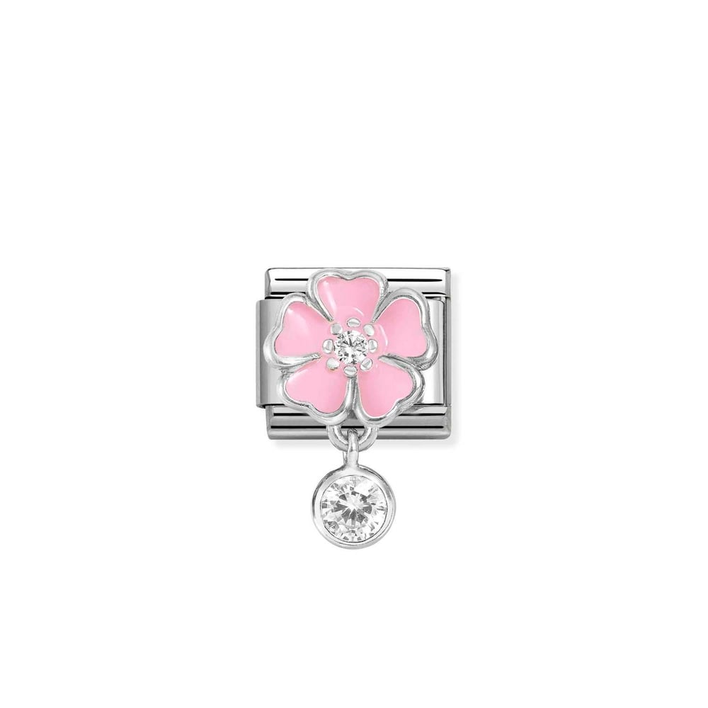 Composable Classic Link Yuvarlak ve Pembe Çiçek Rüyası 925 Ayar Gümüş Charm