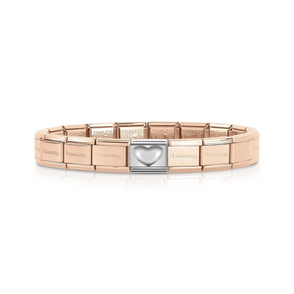 Composable Classic Paslanmaz Çelik Rose Gold Bileklik Kalp Linkli