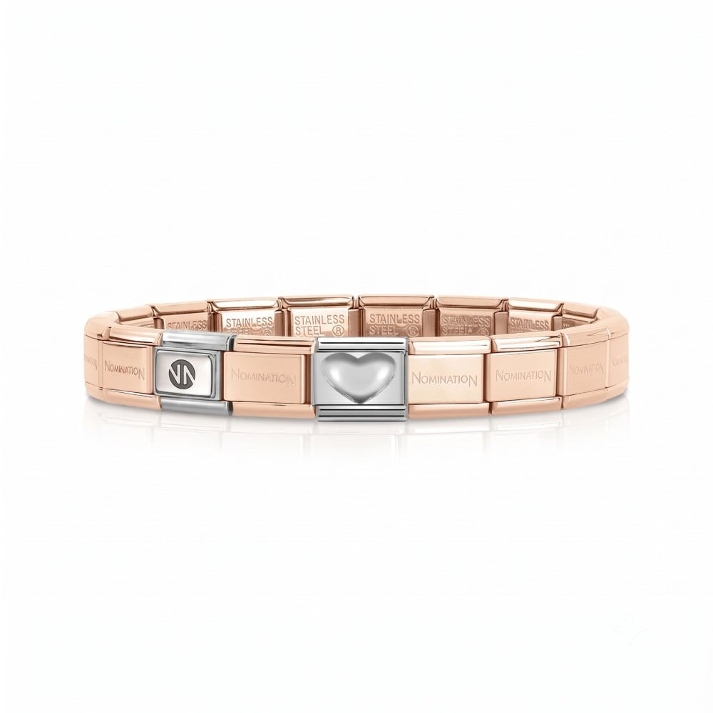 Composable Classic Paslanmaz Çelik Rose Gold Bileklik Kalp Linkli