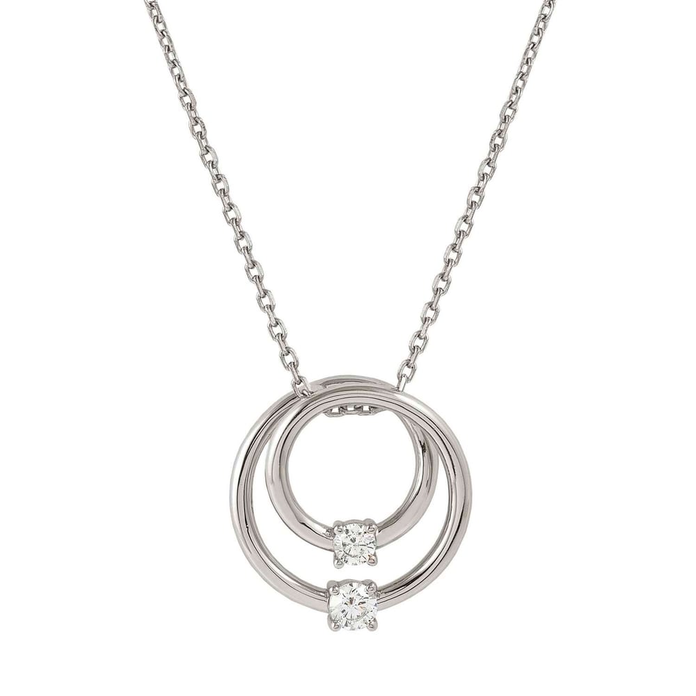 Cosmiclove Beyaz Zirkon Taşlı İç İçe Büyük Daireler 925 Ayar Gümüş Kolye