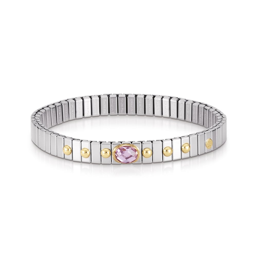 Extension 042501 003 Pembe Zirkon Taşlı 18 Ayar Altın Detaylı Bileklik
