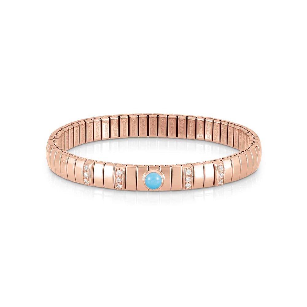 Extension 042856 006 Beyaz Zirkon ve Turkuaz Taşlı Rose Gold Bileklik