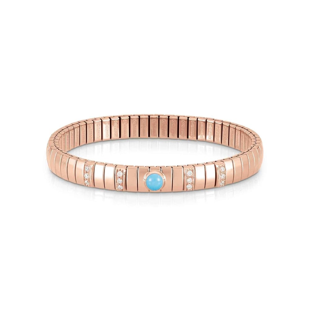 Extension 042856 006 Beyaz Zirkon ve Turkuaz Taşlı Rose Gold Bileklik