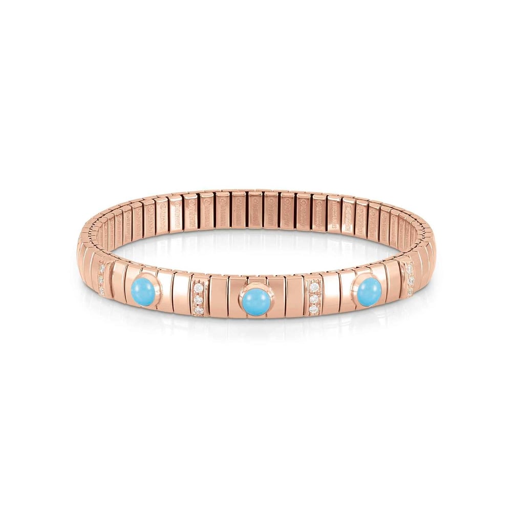 Extension 042857 006 Beyaz Zirkon ve Turkuaz Taşlı Rose Gold Bileklik