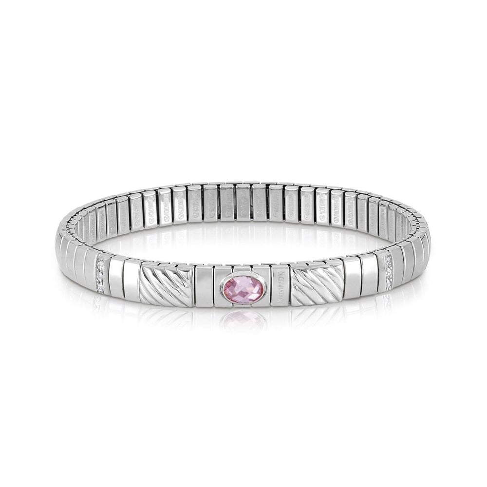 Extension 043332 003 Beyaz Zirkon ve Pembe Taşlı 925 Ayar Gümüş Bileklik