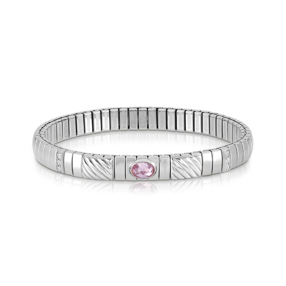 Extension 043332 003 Beyaz Zirkon ve Pembe Taşlı 925 Ayar Gümüş Bileklik