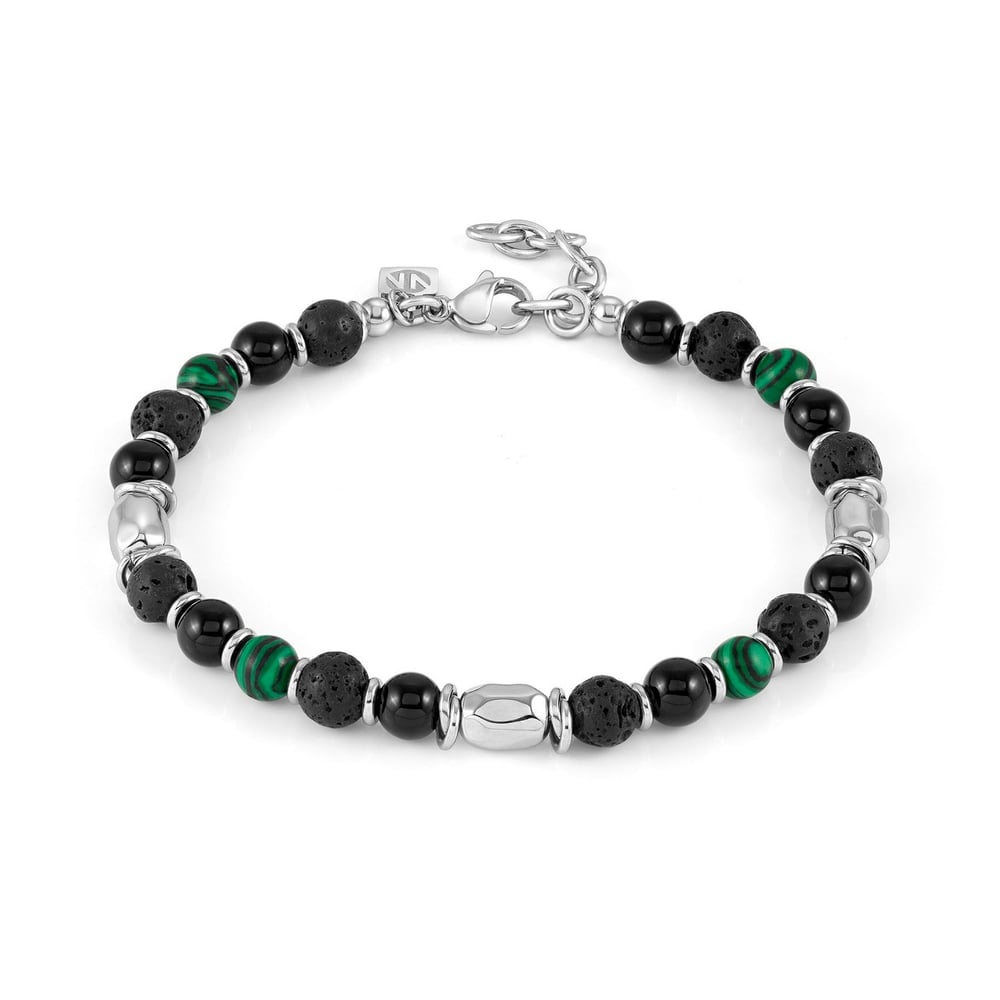 Instinctstyle Malakit, Lav ve Obsidyen Taşlı Paslanmaz Çelik Bileklik