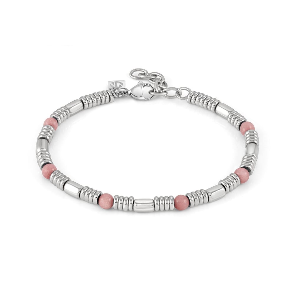 Instinctstyle Pembe Opal Taşlı Paslanmaz Çelik Bileklik Gümüş Renk