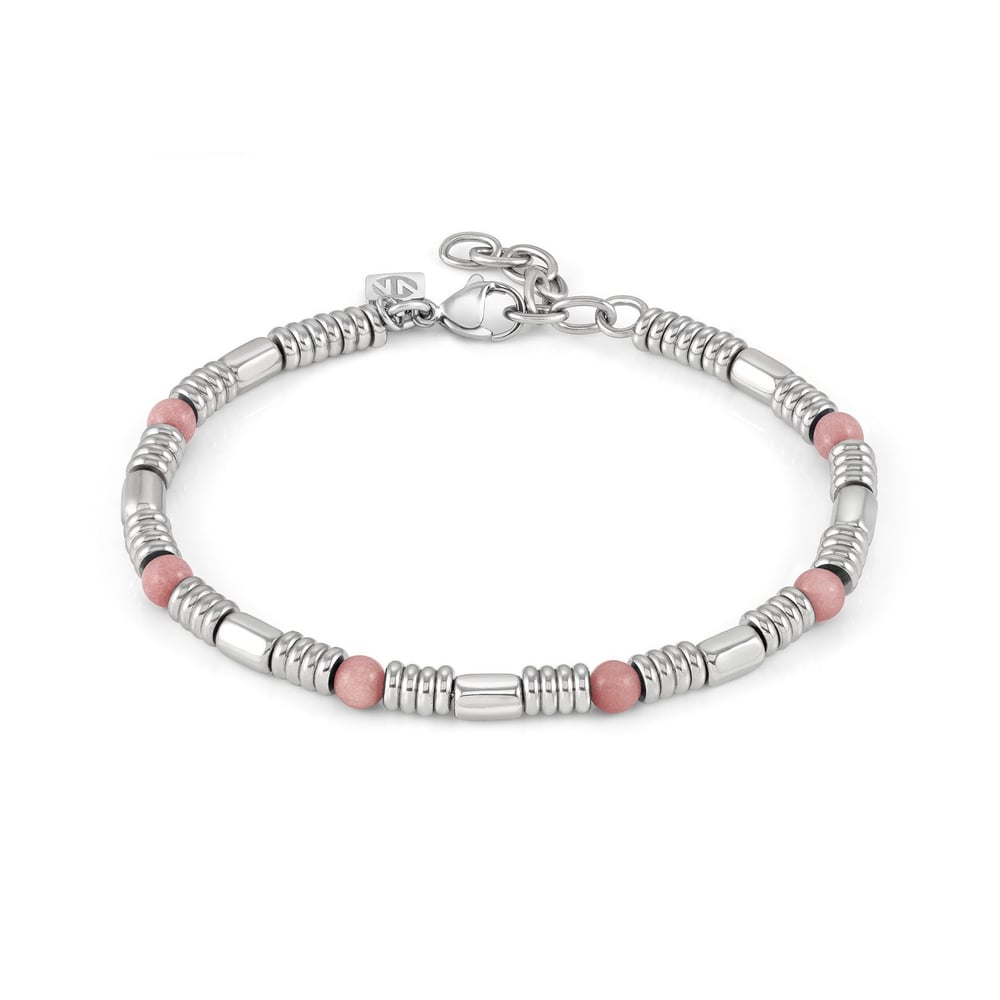 Instinctstyle Pembe Opal Taşlı Paslanmaz Çelik Bileklik Gümüş Renk