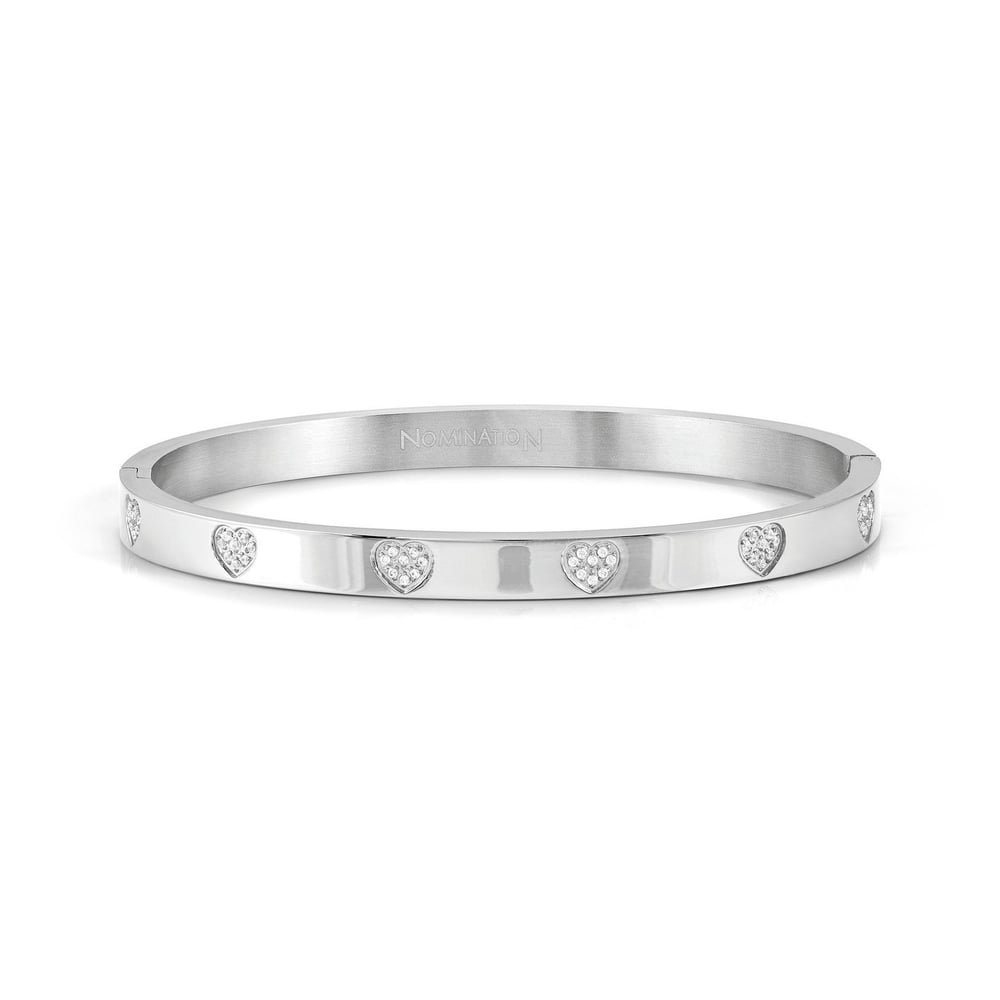 Pretty Bangles 029512 004 Beyaz Zirkon Taşlı Kalp Bileklik Gümüş Renk Small