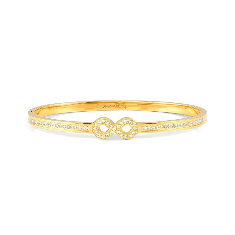 Pretty Bangles Sonsuzluk Beyaz Zirkon Taşlı Bileklik Altın Renk Small
