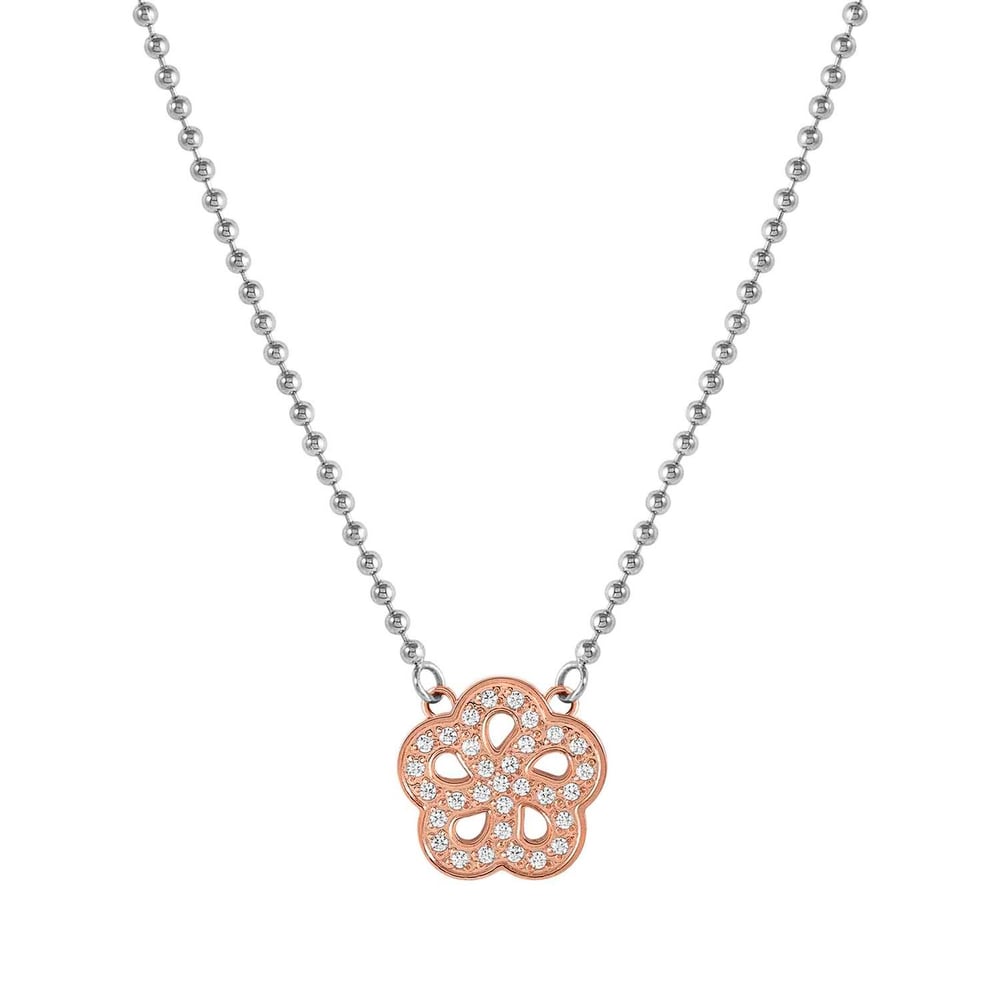 Soffio D'Amore Zirkon Taşlı Kolye Çiçek Rose Gold Renk