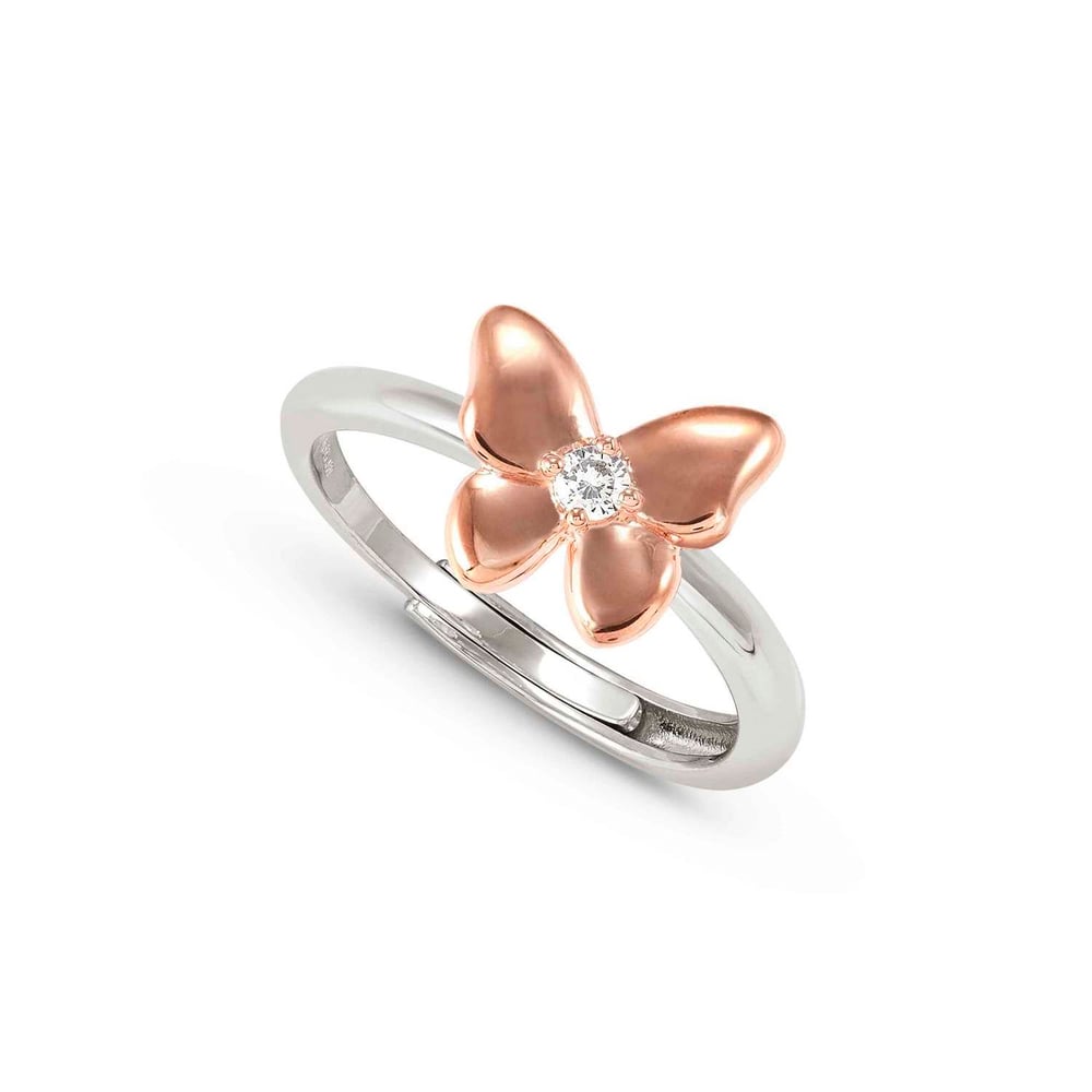 SweetMadame Beyaz Zirkon Taşlı Kelebek Rose Gold 925 Ayar Gümüş Yüzük