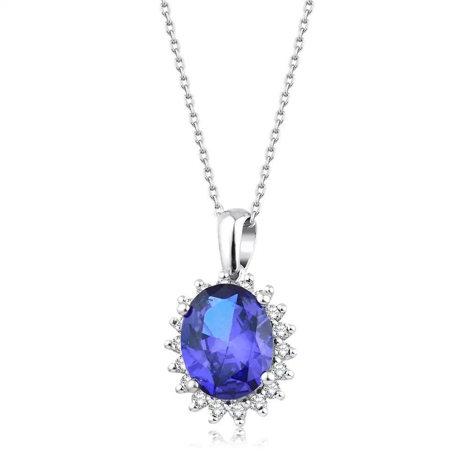 1.23 Karat Pırlanta Safir Kolye