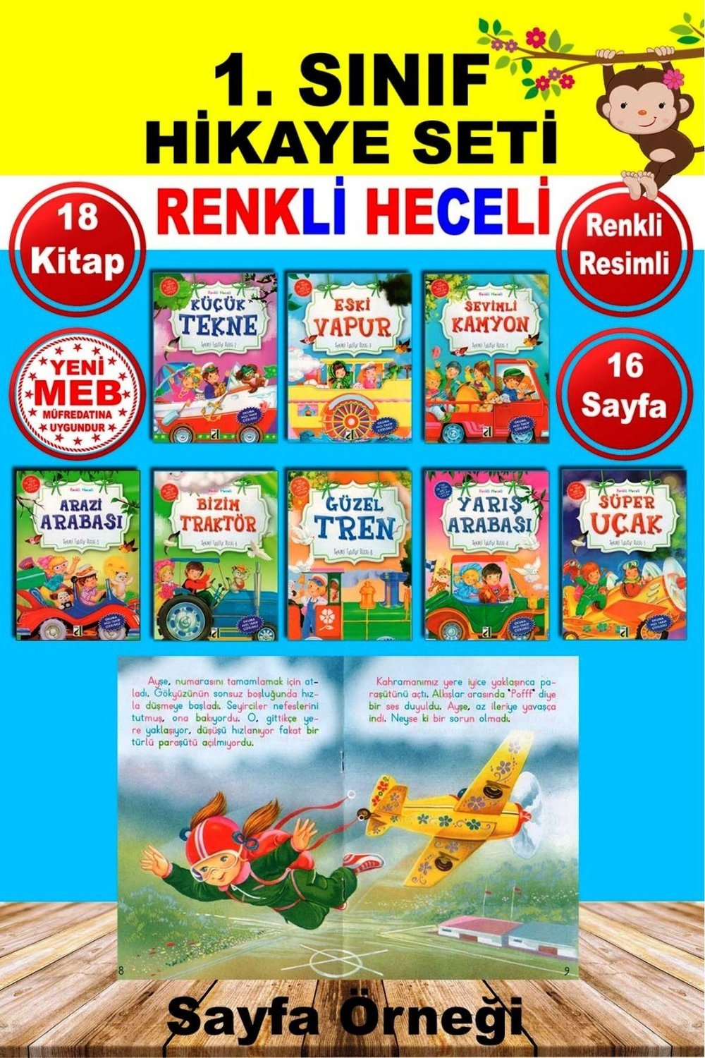 1. Sınıflar Için Tavsiyeli Renkli Heceli Ilk Okuma Hikaye Kitapları Seti (18 KİTAP)