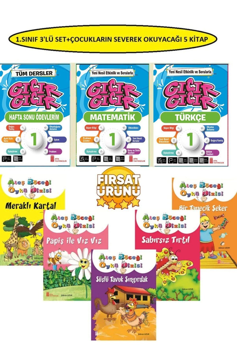 1.sınıf Çalışma Soru Seti Çocukların Severek Okuyacağı 5 Kitap Hediye