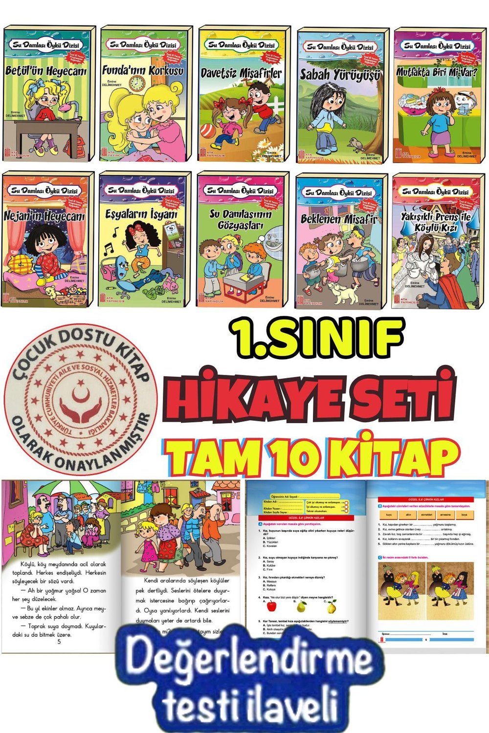 1.sınıflar Için Su Damlası Öykü Dizisi (10 KİTAP) Okuduğunu Anlama Değerlendirme Testi