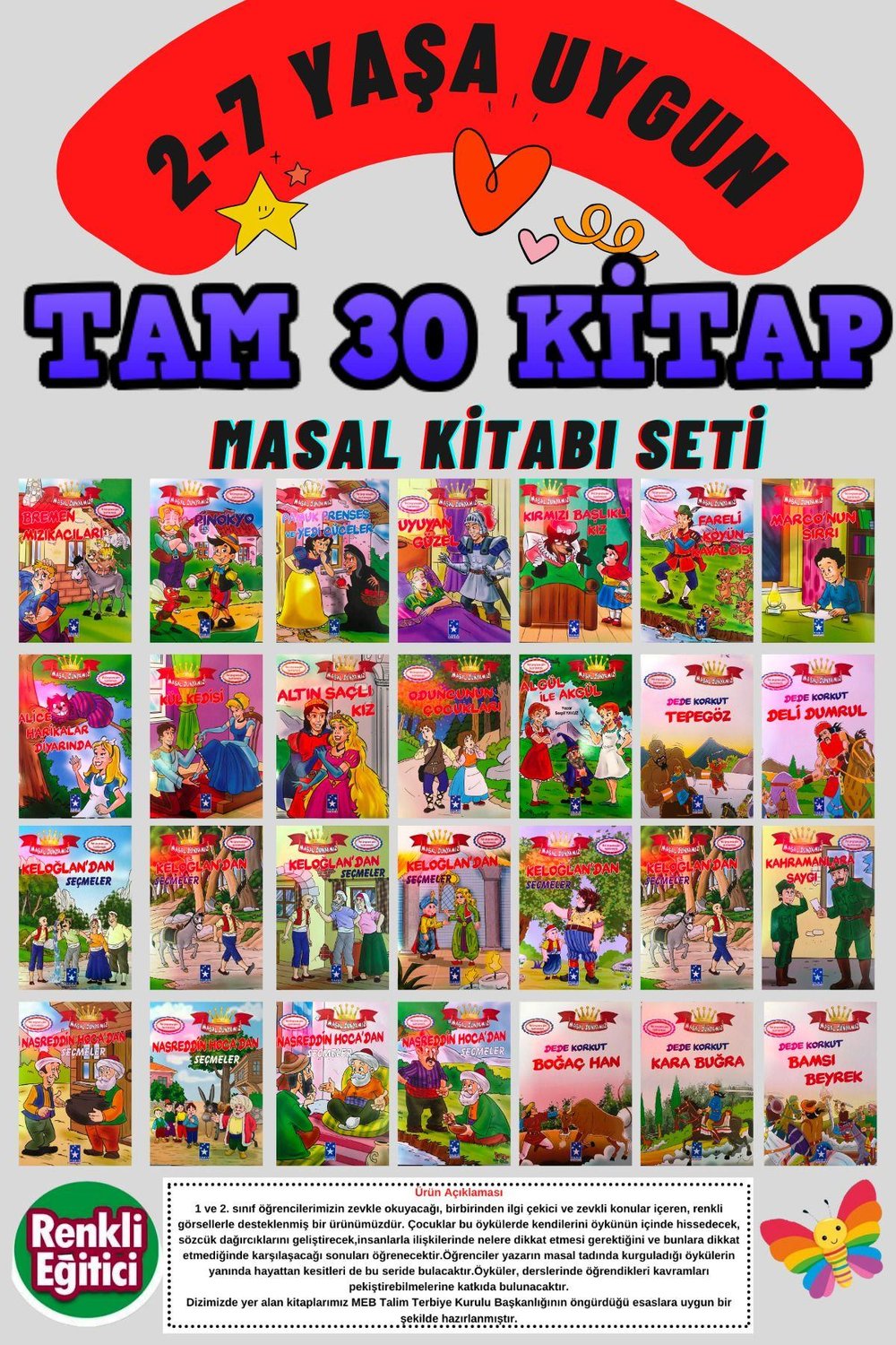 1. Sınıf Ve Anasınıfı Için Büyük Boy Hikaye Ve Masal Seti 30 Kitap