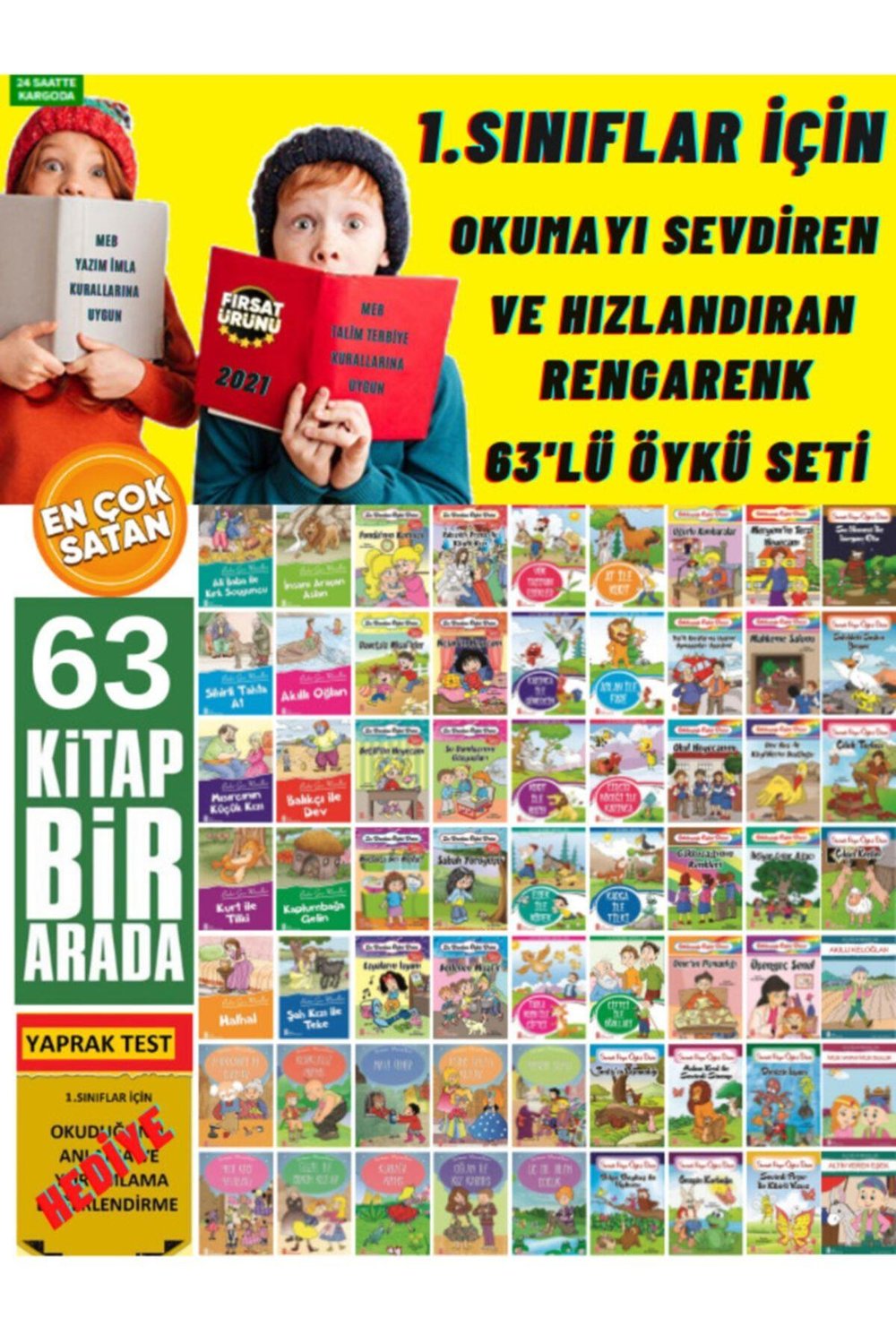 1.ve 2.sınıflar Için Kitap Okumayı Sevdiren Tam 60 Kitap+test Kitapçığı