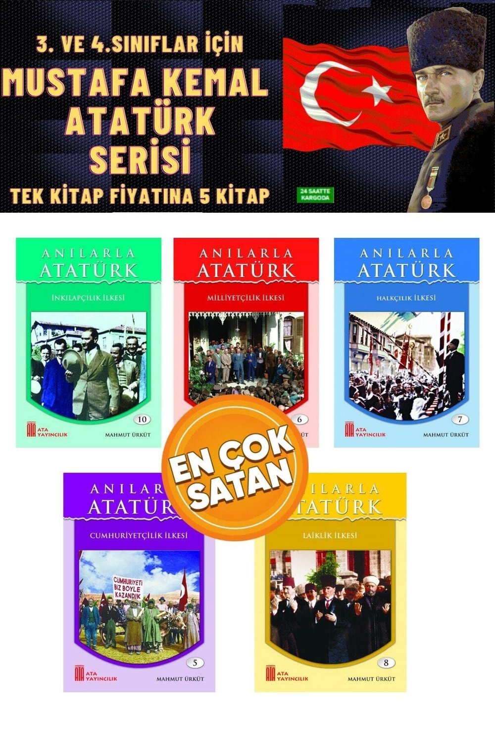 3.ve 4.sınıflar Için Mustafa Kemal Atatürk Serisi 5 Kitap