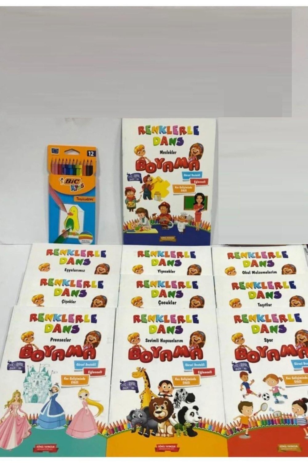 Boyama Kitabı Seti 10 Kitap Kuruboya 12 Renk