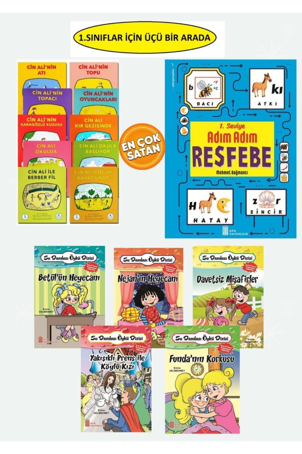 Cin Ali Kitap Seti(10 Kitap) + Resfebe Kitabı+1.sınıflar Için Rengarenk 5li Hikaye Seti