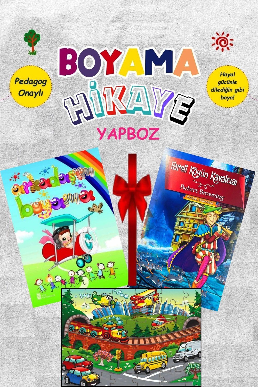 Çocuklar Için Karma Boyama Kitabı Hikaye Yapboz Seti