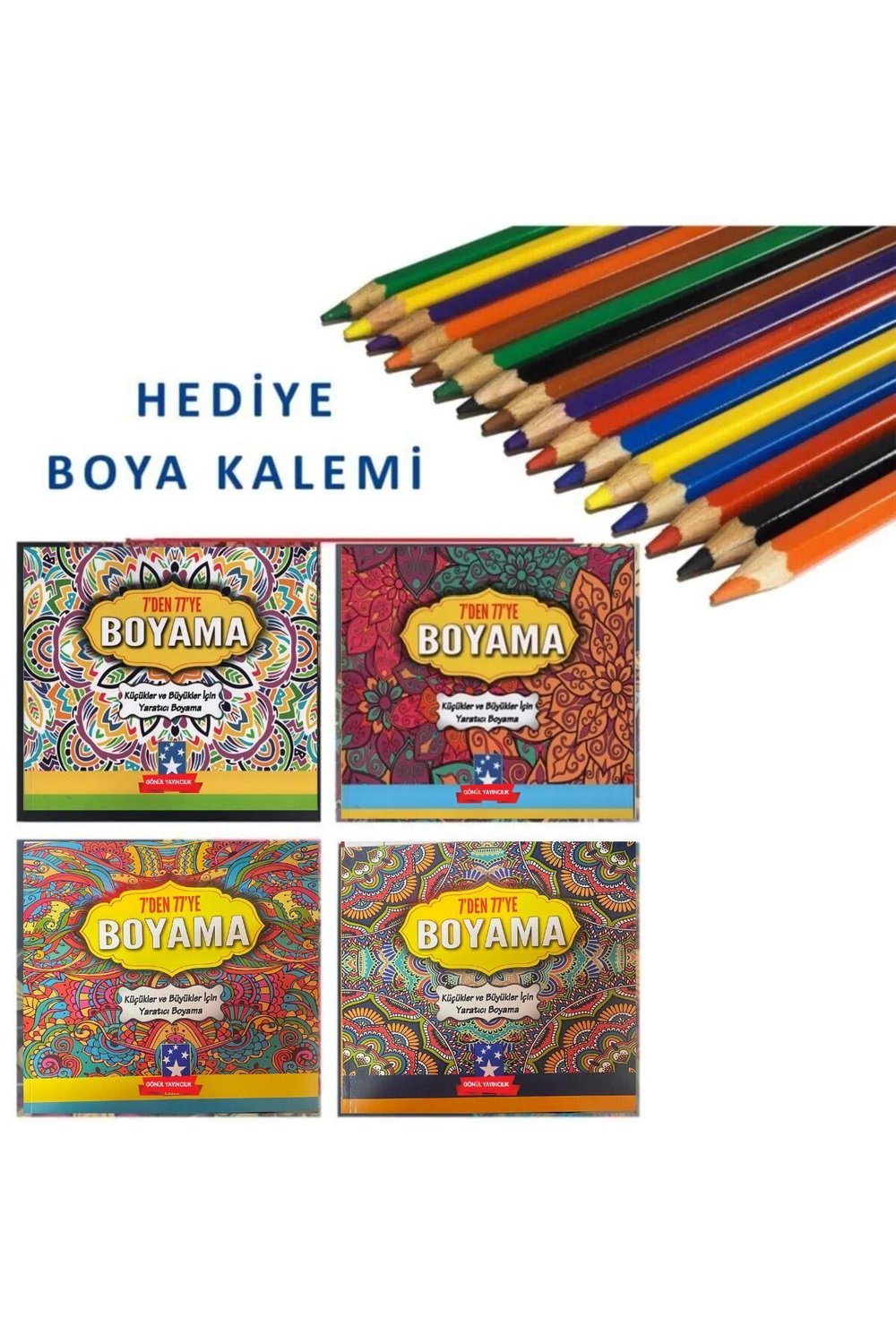 Gönül Mandala Boyama Kitabı Seti 4 Adet Renkli Kuru Boya