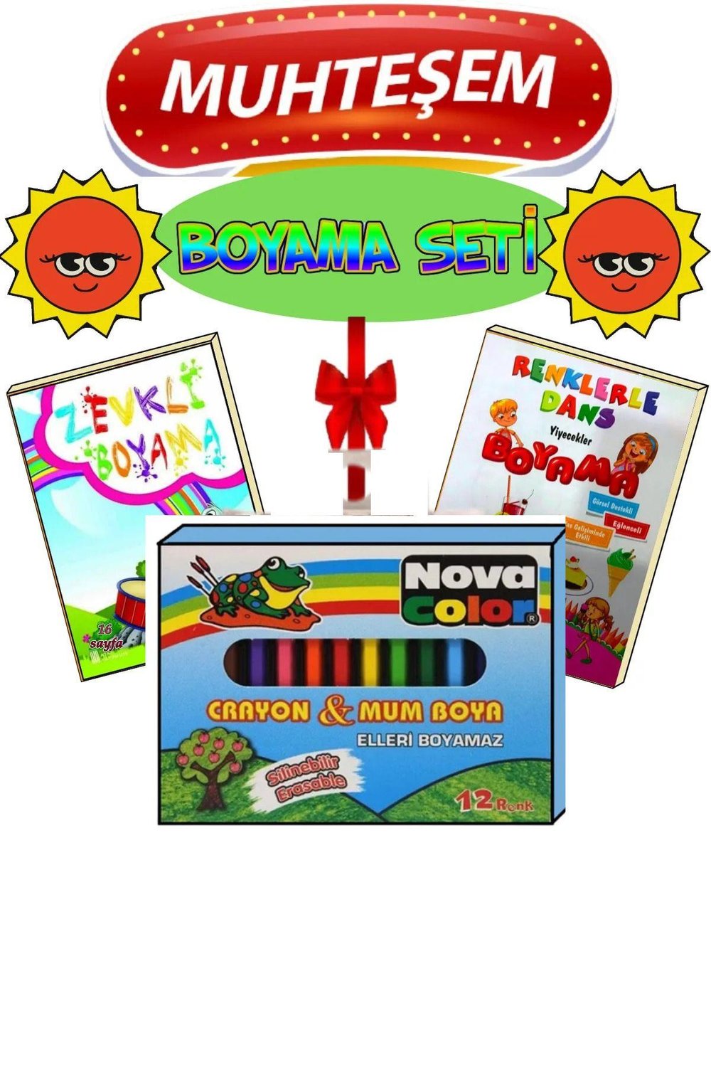 Muhteşem 2 Adet Boyama Kitabı Ve Silinebilen Mum Boya