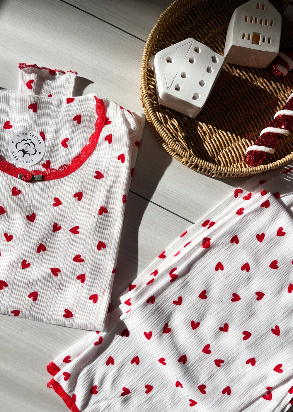 Lavina %100 Pamuklu Kalp Desenli Pijama Takımı