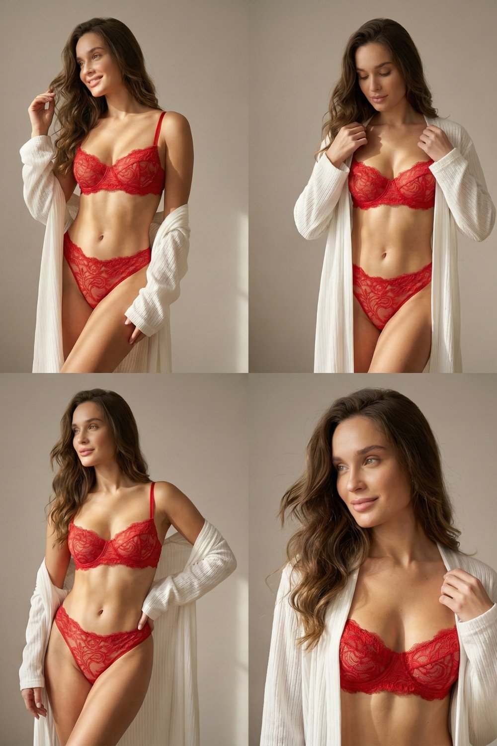 Sera Kırmızı Dantel Bralet Takımı