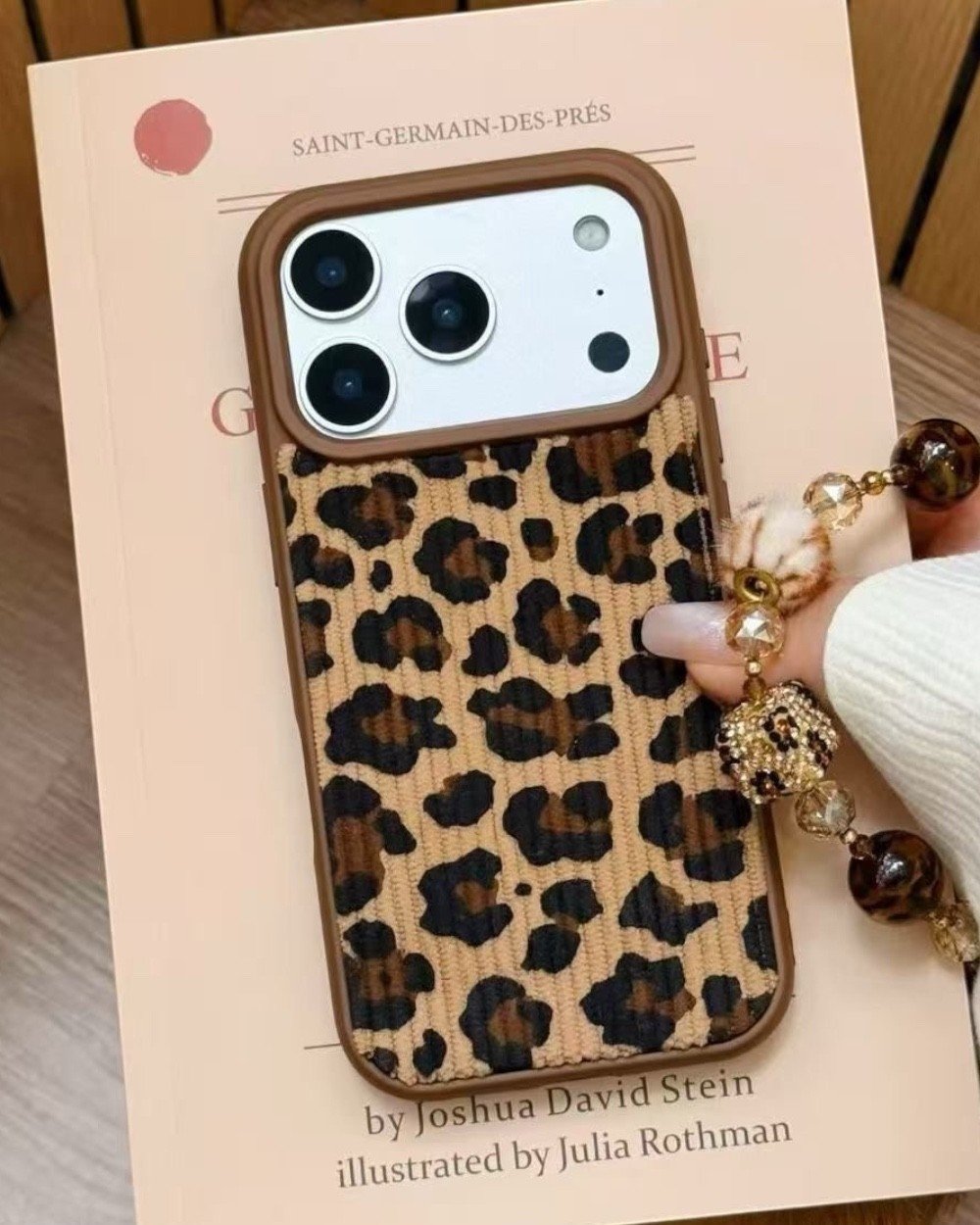  Iphone Uyumlu Leopar Desenli Örgü Dokulu Kılıf