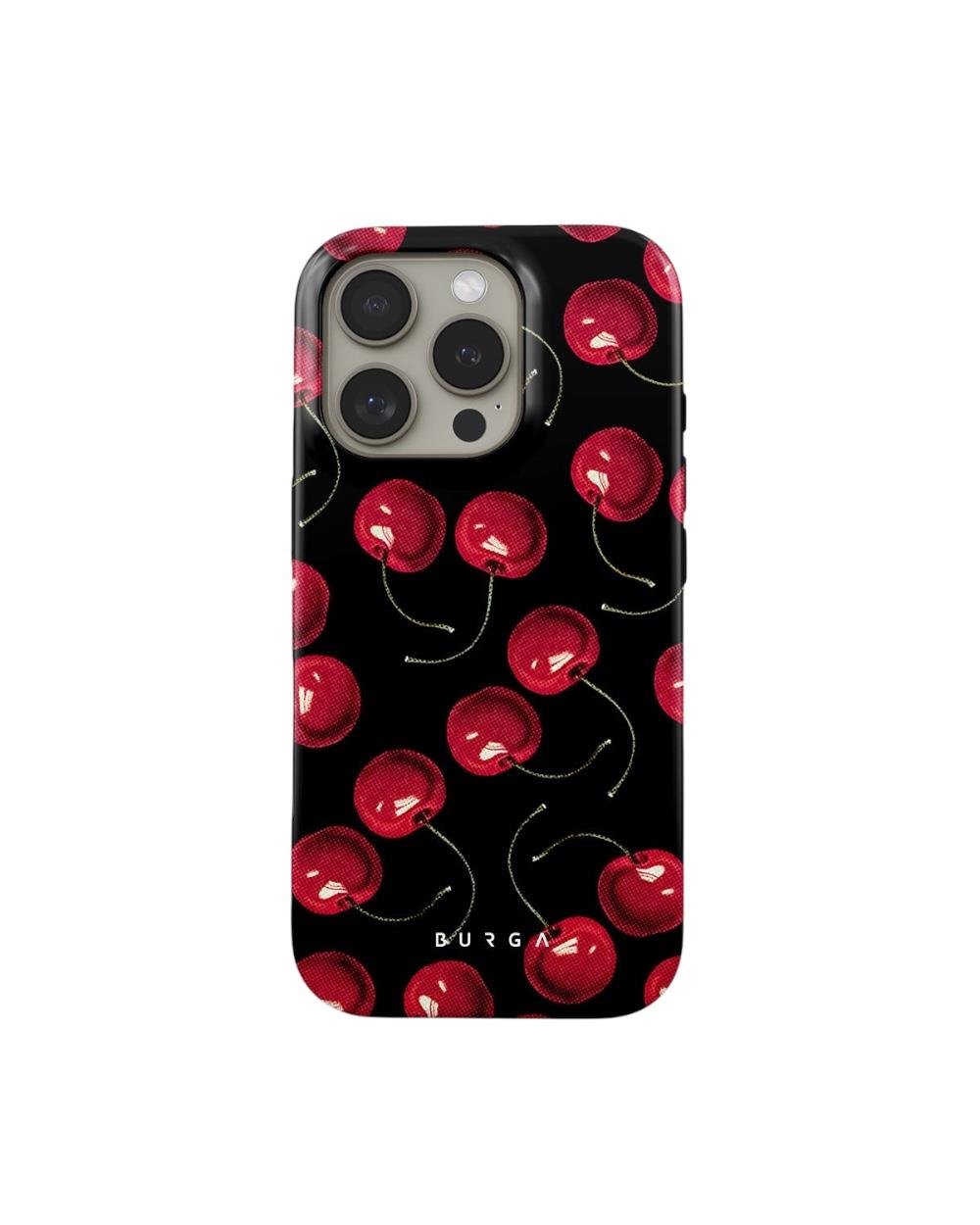Iphone Uyumlu BURGA Çift Tabanlı Dayanıklı Cherrybomb Desenli Kılıf