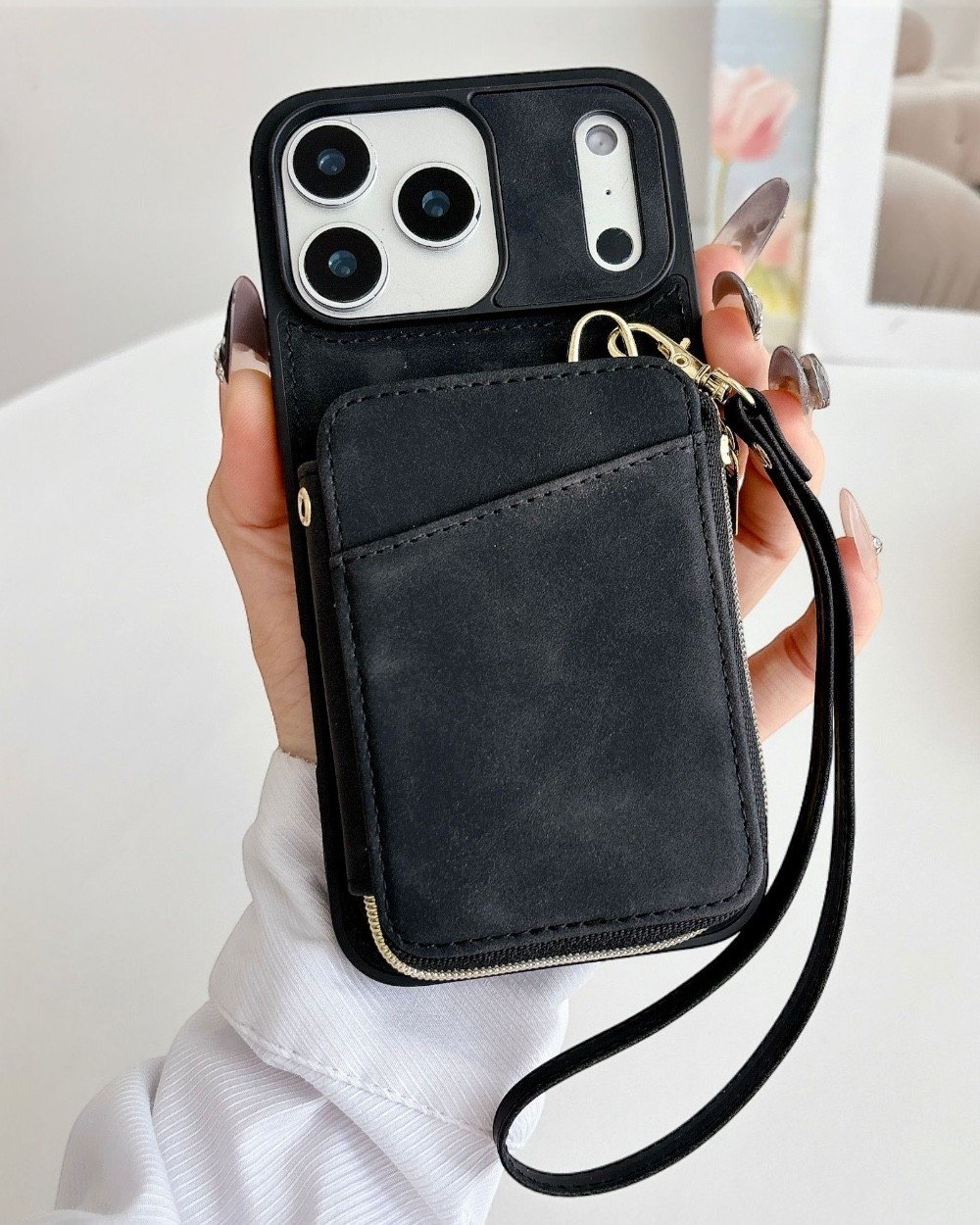 Telefon KılıfıIphone Uyumlu Fermuarlı Çantalı Deri Cüzdanlı Kılıf