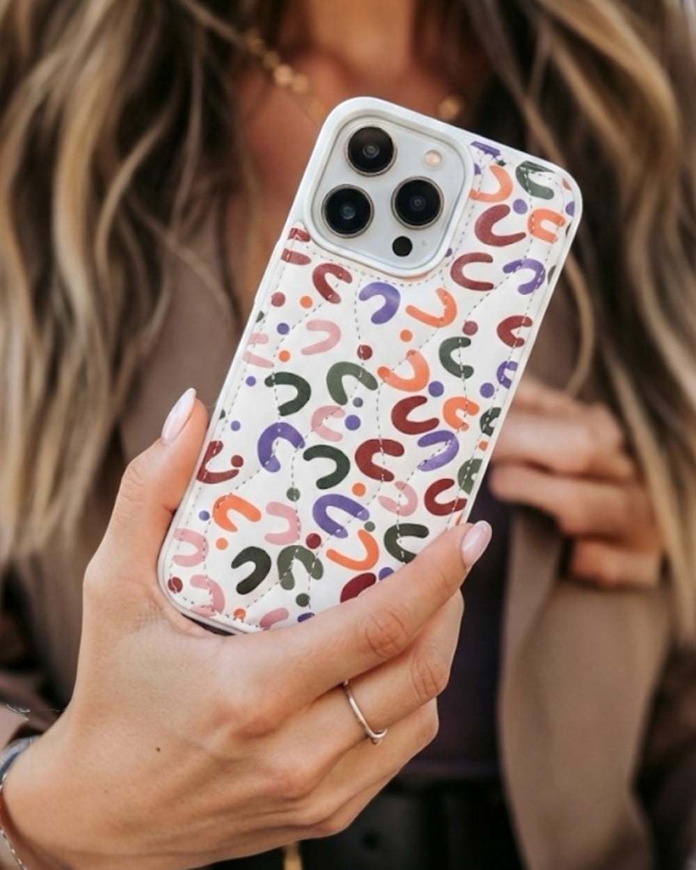 Telefon KılıfıIphone Uyumlu Kapitone Çiçek Desenli Kılıf
