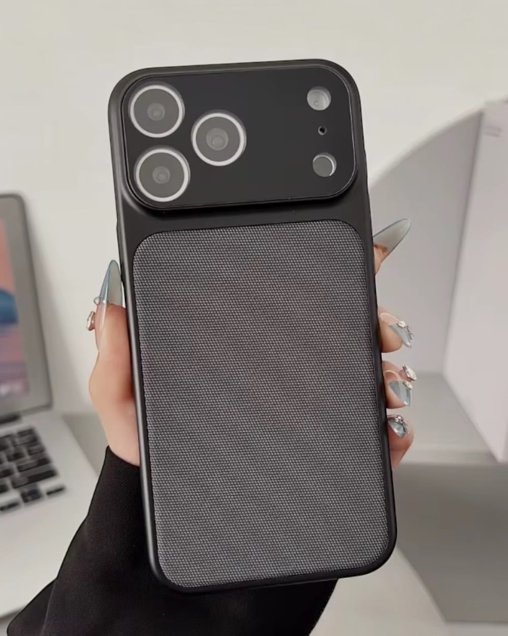 Telefon KılıfıIphone Uyumlu Lens Koruyuculu Premium Tech Dokulu Magsafe Destekli Kılıf