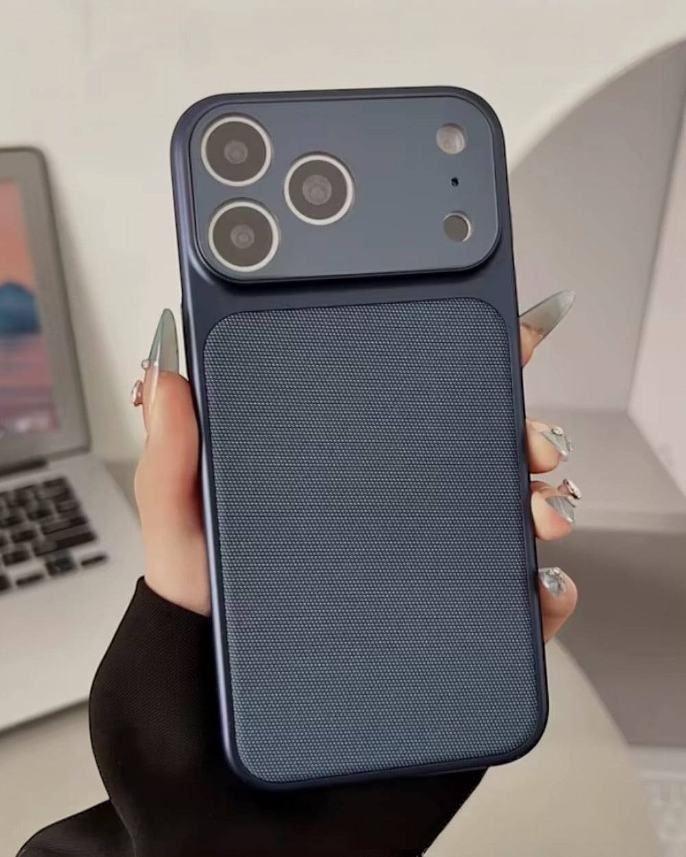 Telefon KılıfıIphone Uyumlu Lens Koruyuculu Premium Tech Dokulu Magsafe Destekli Kılıf