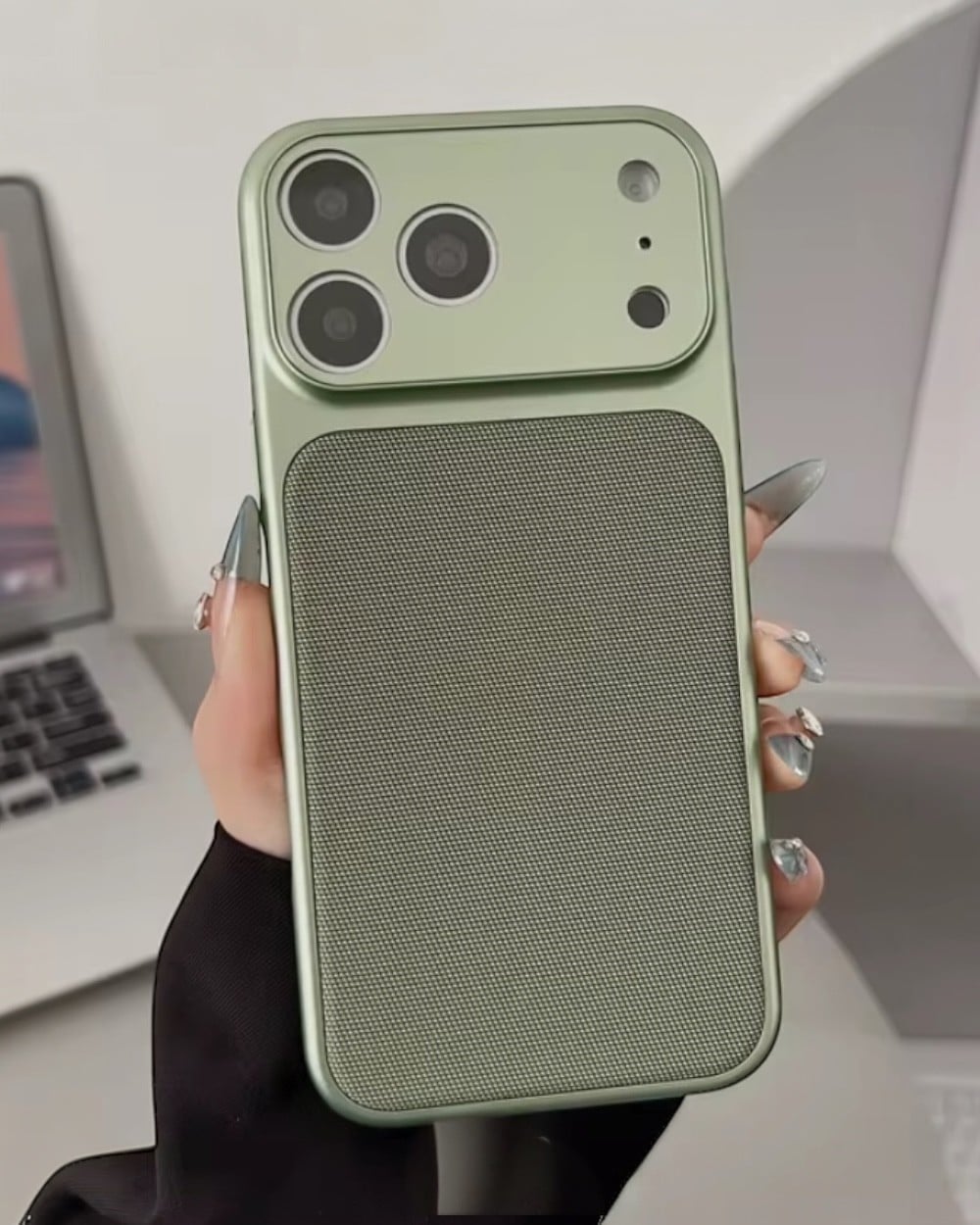 Telefon KılıfıIphone Uyumlu Lens Koruyuculu Premium Tech Dokulu Magsafe Destekli Kılıf