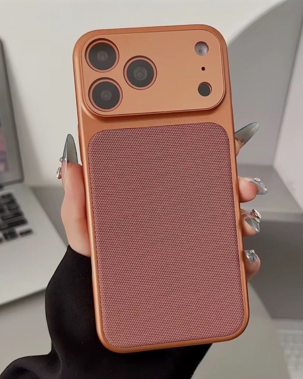Telefon KılıfıIphone Uyumlu Lens Koruyuculu Premium Tech Dokulu Magsafe Destekli Kılıf