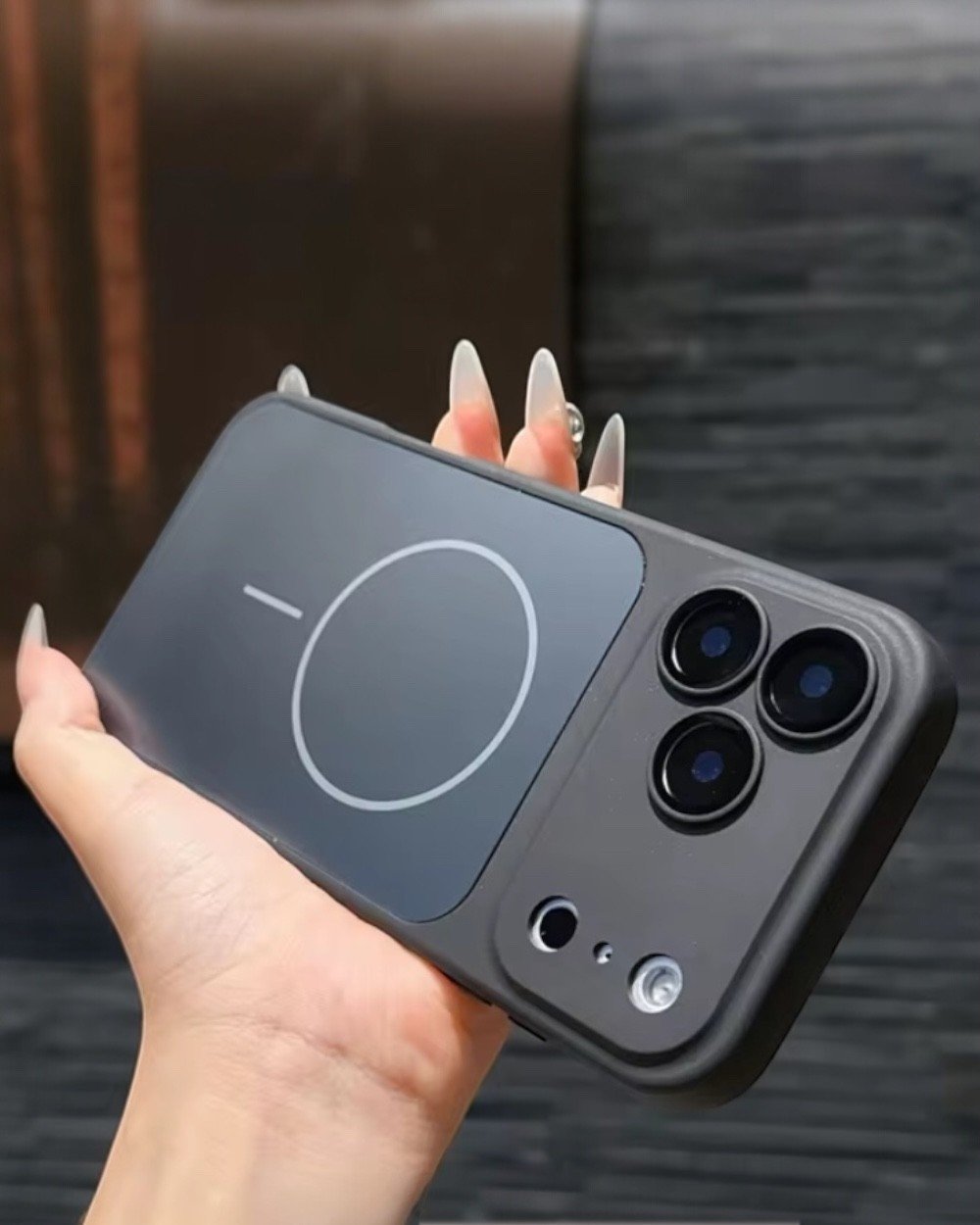 Telefon KılıfıIphone Uyumlu Lens Koruyuculu Silikon Çerçeveli AG Glass Magsafe Destekli Kılıf