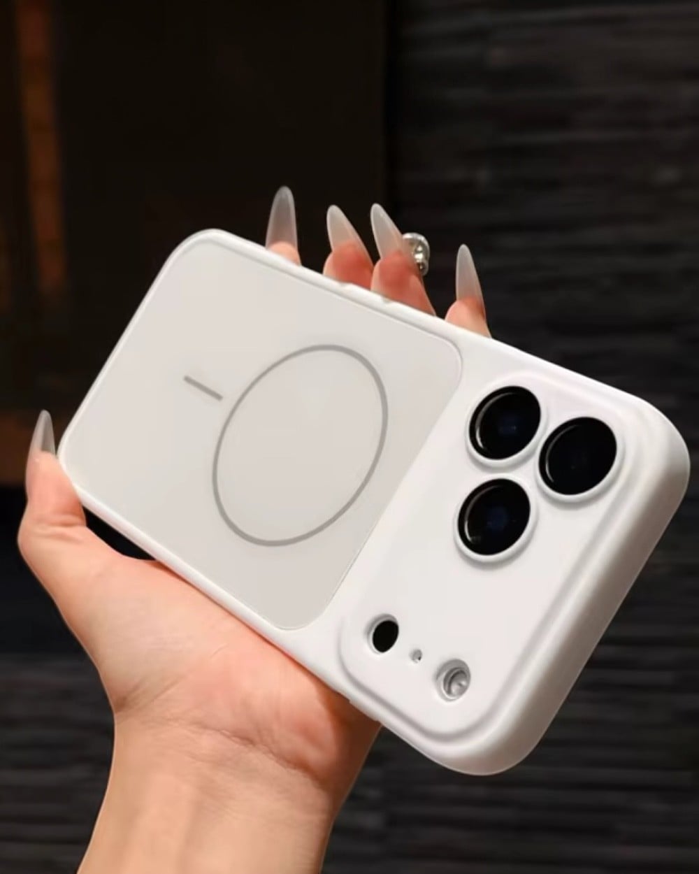 Telefon KılıfıIphone Uyumlu Lens Koruyuculu Silikon Çerçeveli AG Glass Magsafe Destekli Kılıf