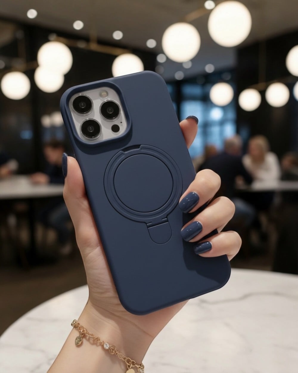 Telefon KılıfıIphone Uyumlu Metal Standlı Silikon Lansman Kılıf