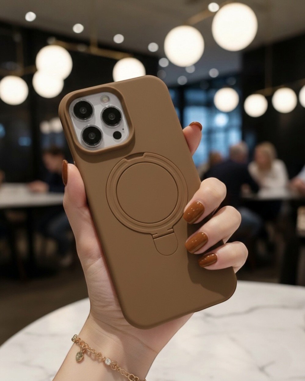 Telefon KılıfıIphone Uyumlu Metal Standlı Silikon Lansman Kılıf