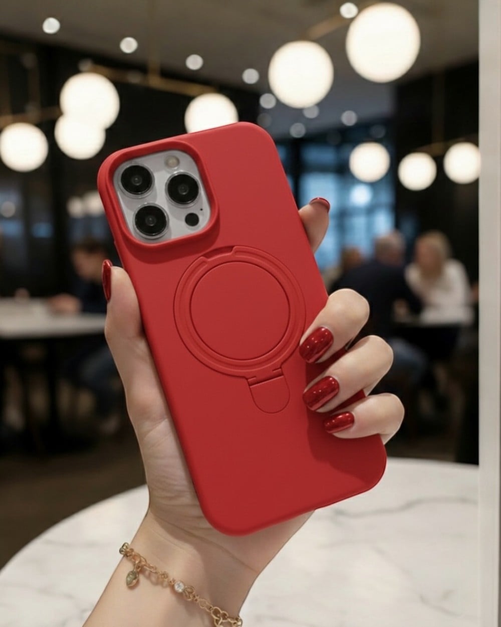 Telefon KılıfıIphone Uyumlu Metal Standlı Silikon Lansman Kılıf