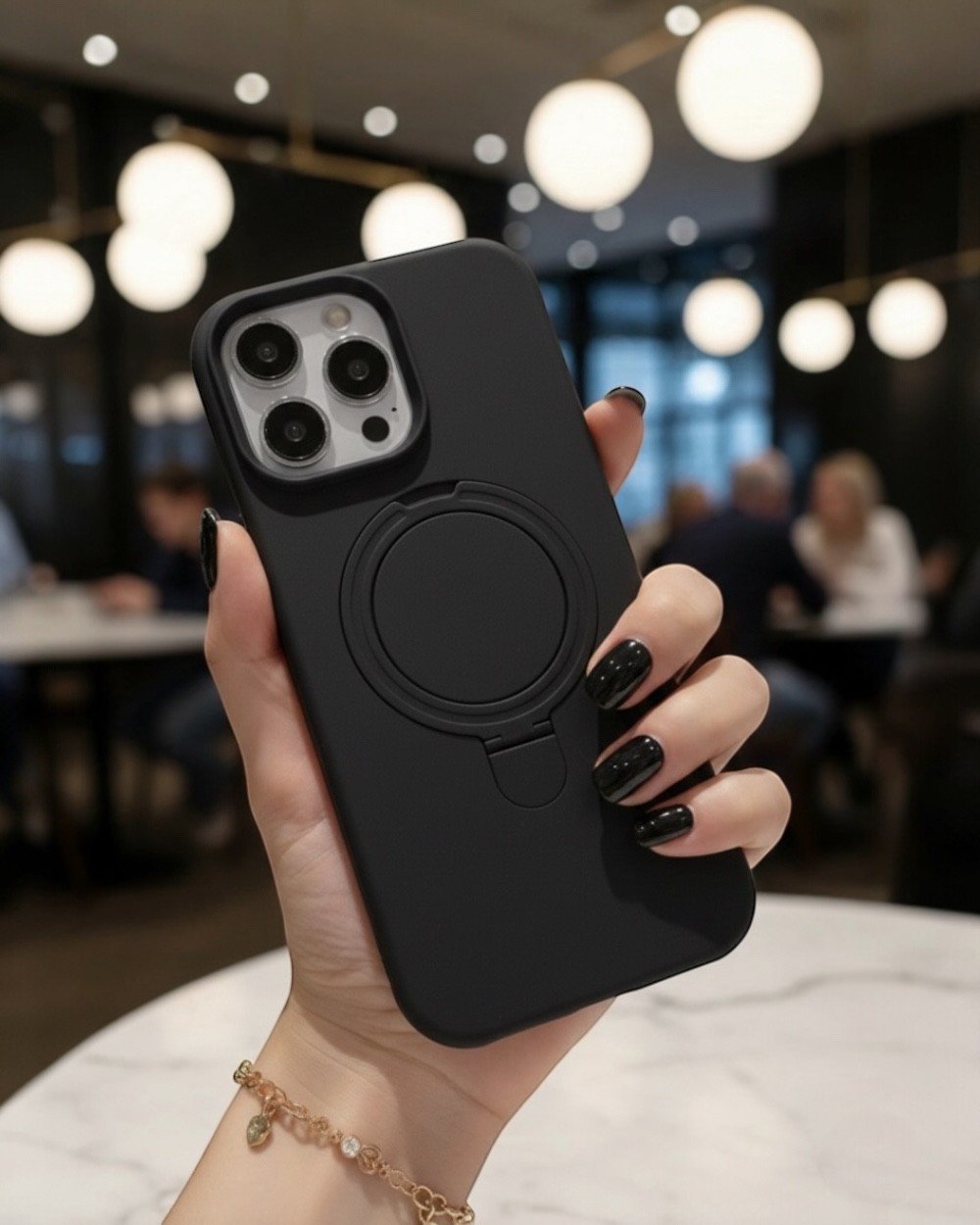 Telefon KılıfıIphone Uyumlu Metal Standlı Silikon Lansman Kılıf