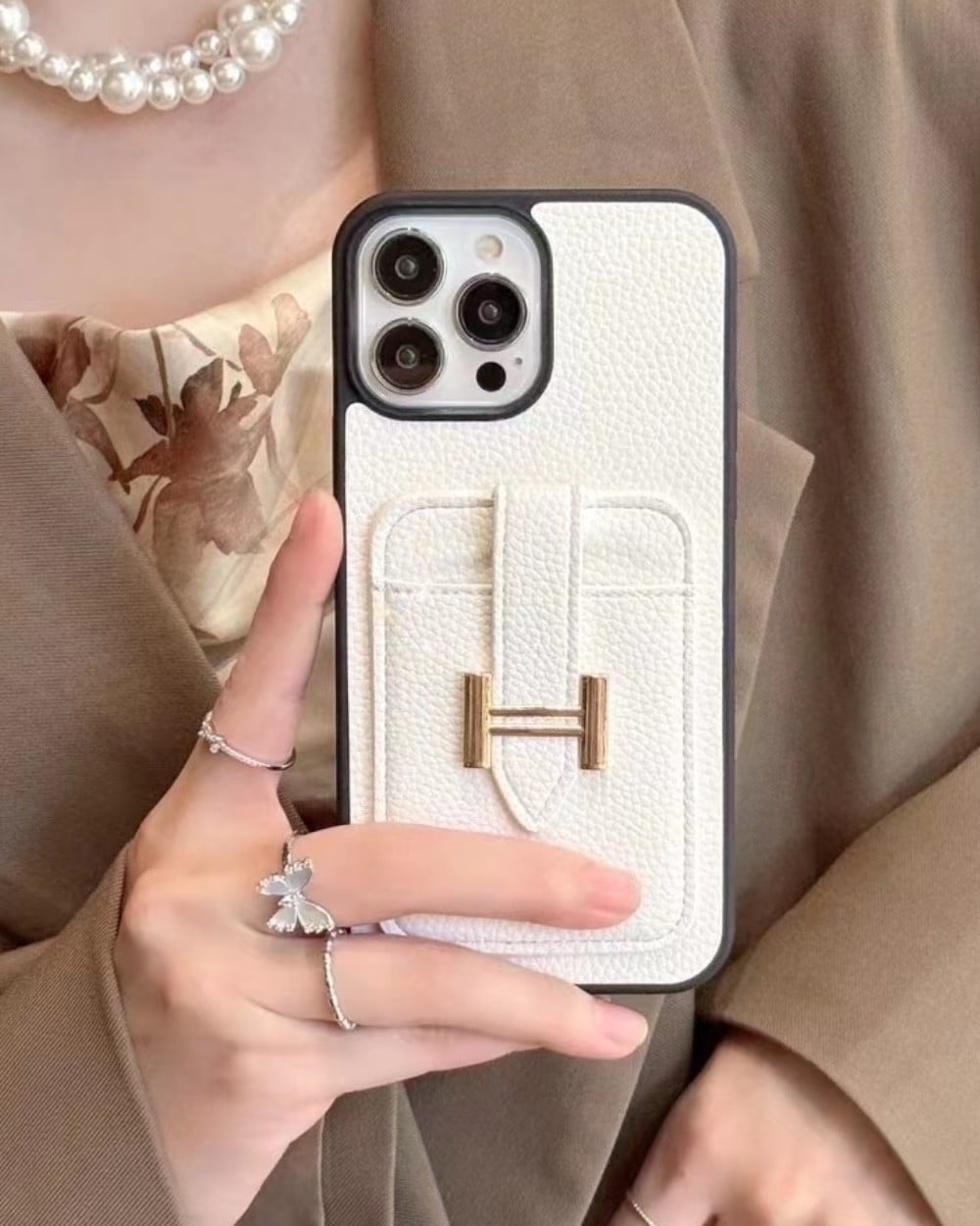 Telefon KılıfıIphone Uyumlu Metal Tokalı Deri Kartlıklı Cüzdan Kılıf