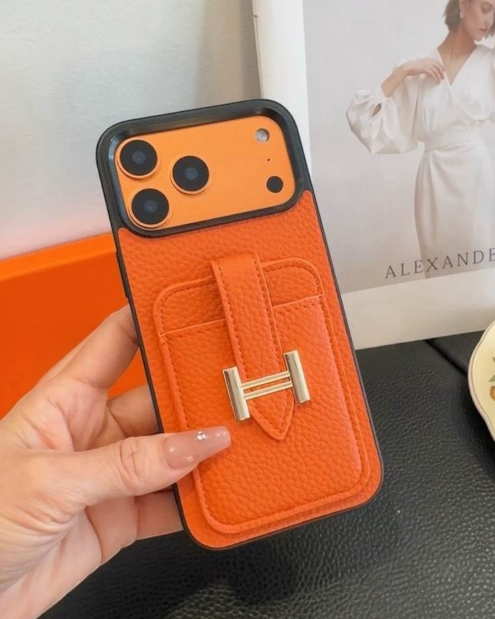 Telefon KılıfıIphone Uyumlu Metal Tokalı Deri Kartlıklı Cüzdan Kılıf